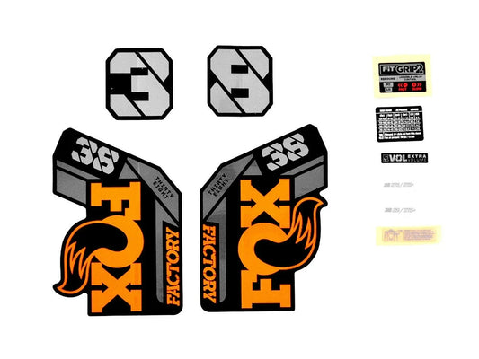 Decal Kit: 2021, 38, F-S, Orange Logo, Shiny Black Fork